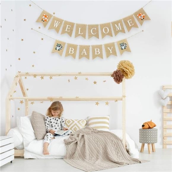 Baby Shower Decorations Woodland Boy Baby Shower Banners,1 Welcome Baby Banner - Picture 6 of 6